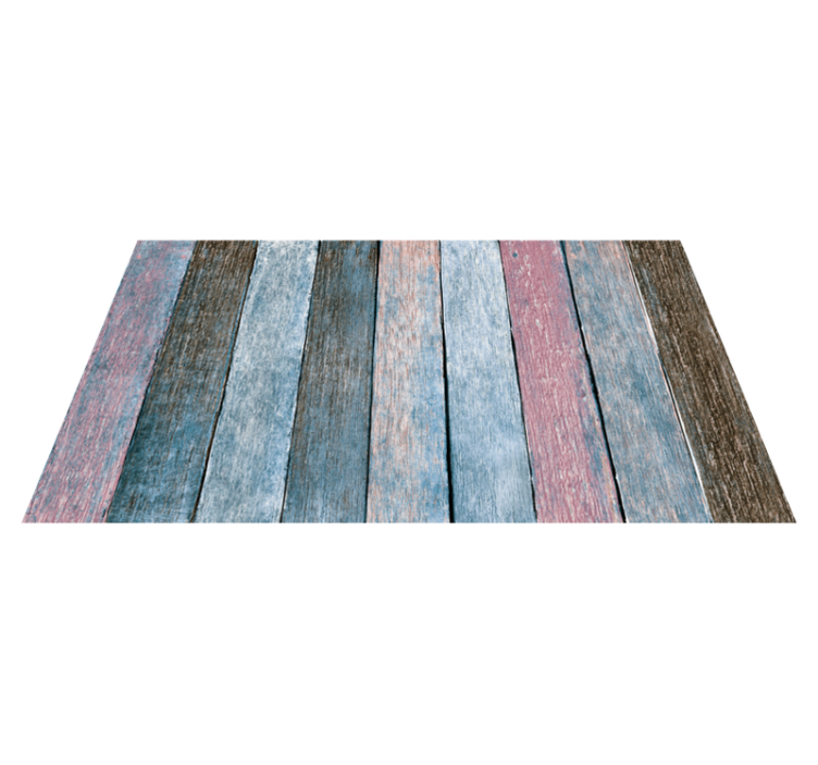 Blue and pink planks wood effect rug - TenStickers