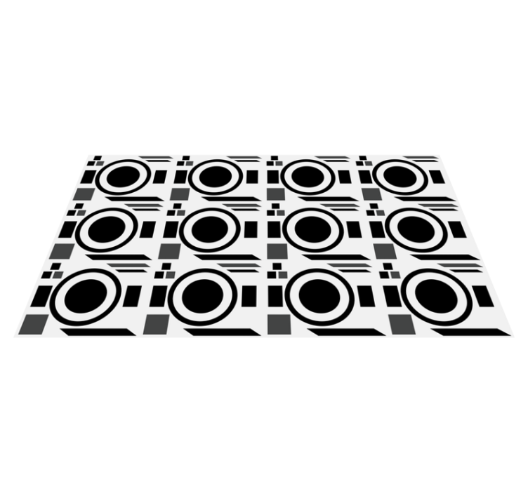 Crisp Black Circles geometric rug - TenStickers