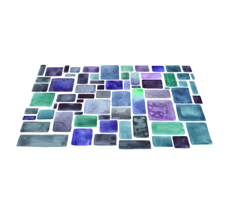 Blue shades block pattern texture rug - TenStickers
