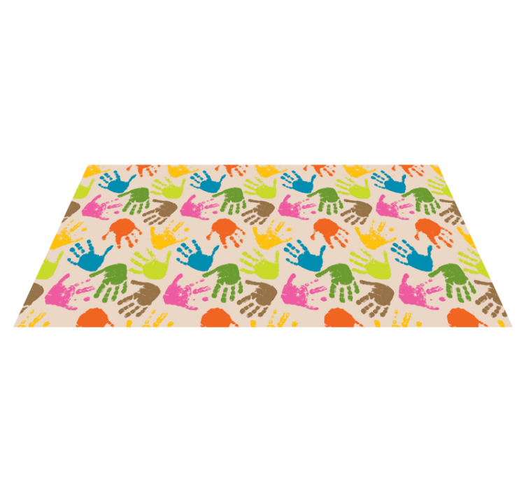 Watercolor hands on beige kids vinyl rug - TenStickers
