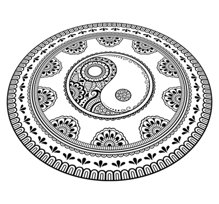 Grey round element mandala rug - TenStickers