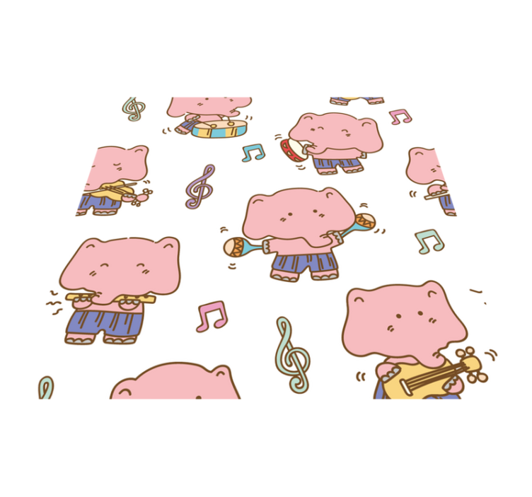 Elephant musician pattern  square vinyl rug - TenStickers