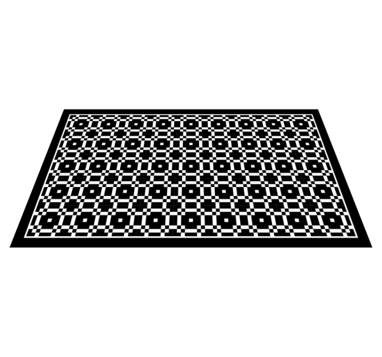 Black white little squares pattern tile vinyl rug - TenStickers