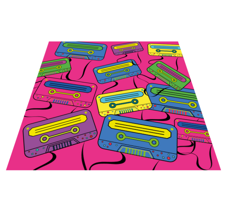 Vibrant Cassette Tapes teenage bedroom rug - TenStickers