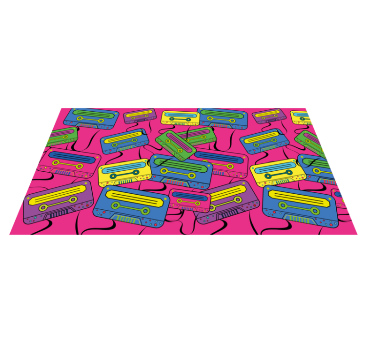 Vintage Cassette Motif teenage bedroom rug - TenStickers