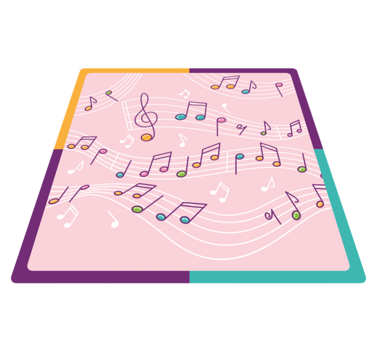 Melodic Notes Theme teenage bedroom rug - TenStickers