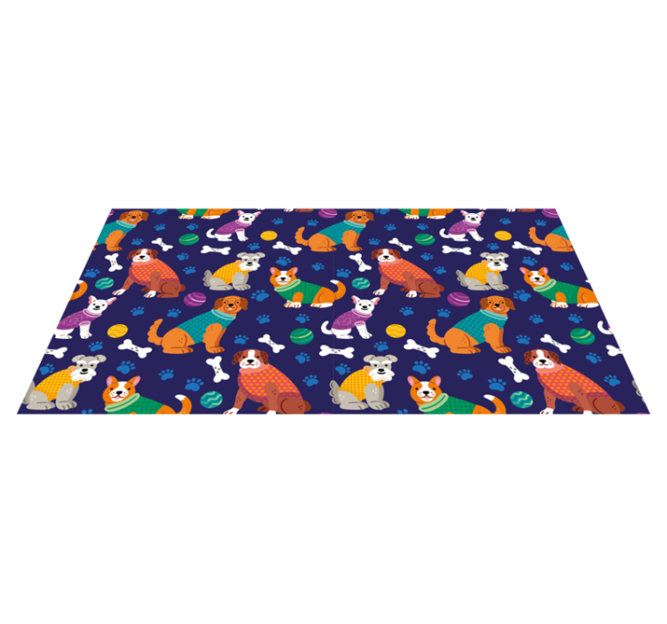 Colorful dressed puppies kids rug - TenStickers