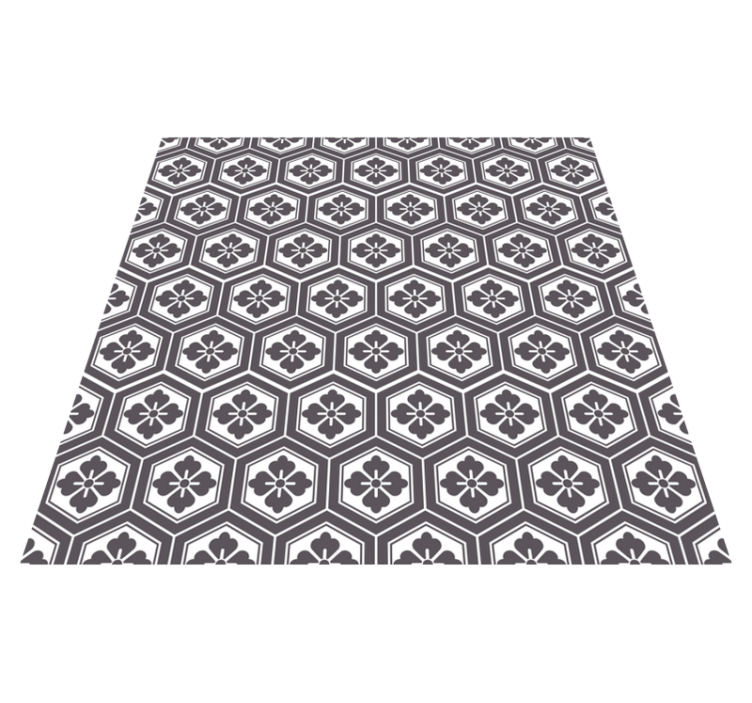 Hexagonal Floral Pattern marble rug - TenStickers