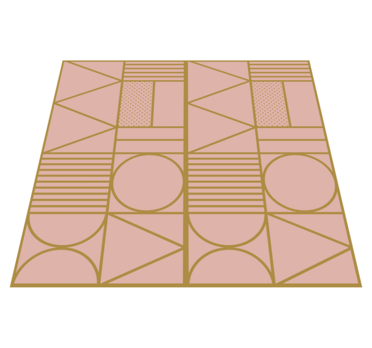 Gold and pink colors block square vinyl rug - TenStickers
