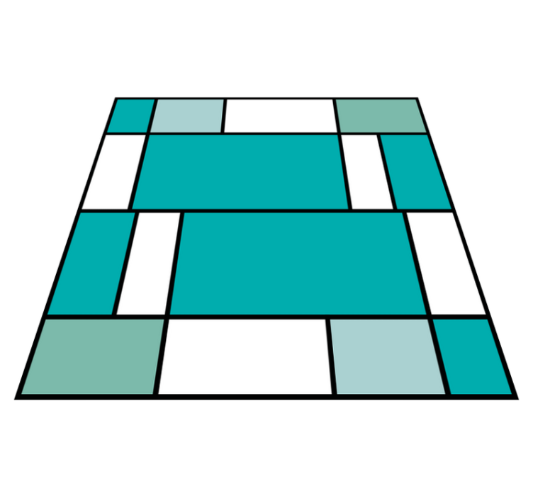 Blue Mondrian tiles geometric rug - TenStickers