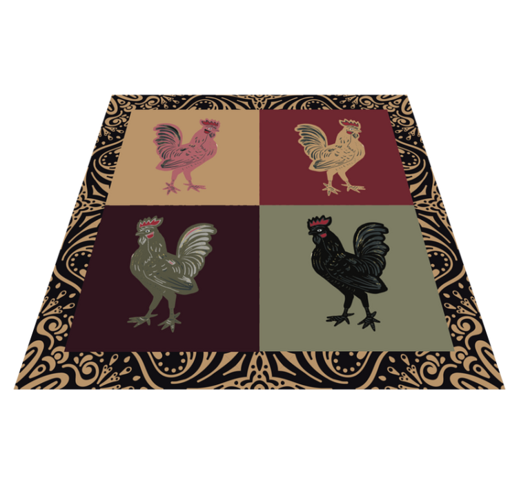 Rooster in classic tiles animal mat - TenStickers