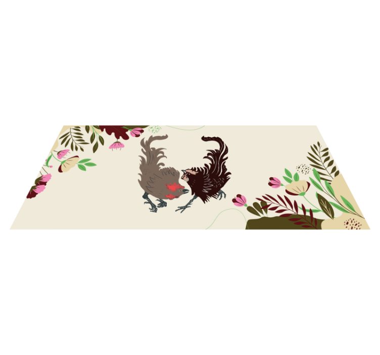 Pigeons floral scene animal mat - TenStickers
