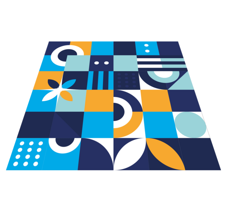 Blue geometric design ethnic rug - TenStickers