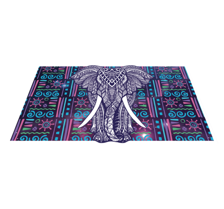 Intricate elephant pattern ethnic rug - TenStickers