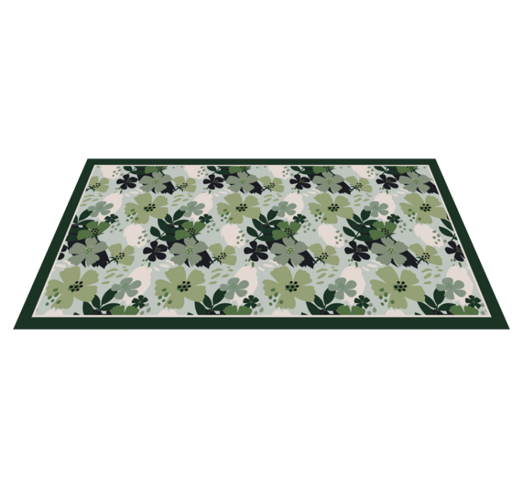 Floral rug in floral patterned green - TenStickers