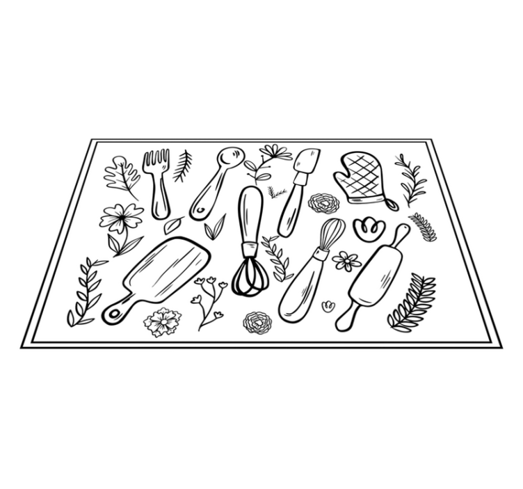 Kitchen vinyl mat kitchen utensils design - TenStickers