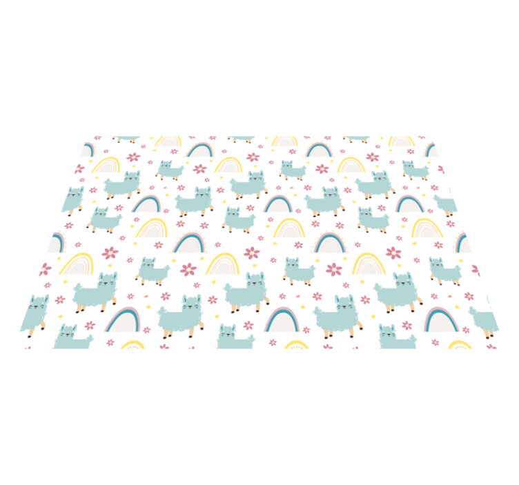 Rainbow and llamas kids rug - TenStickers