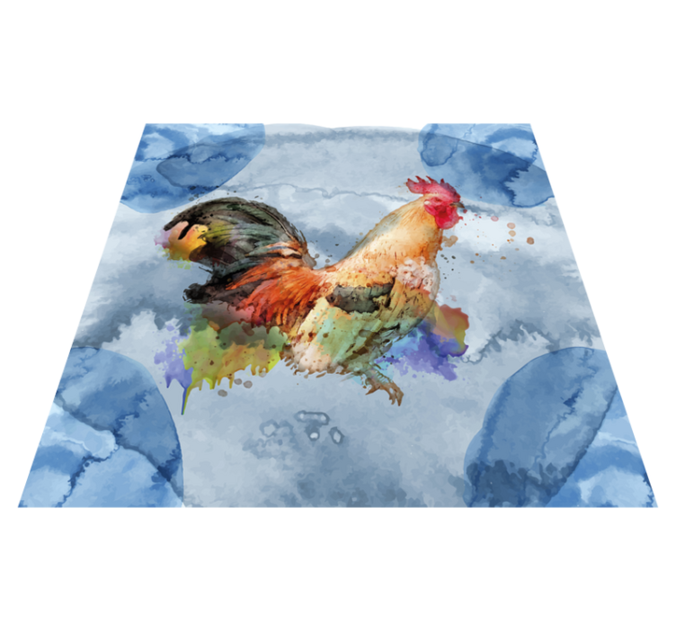 Aquarella rooster animal mat - TenStickers
