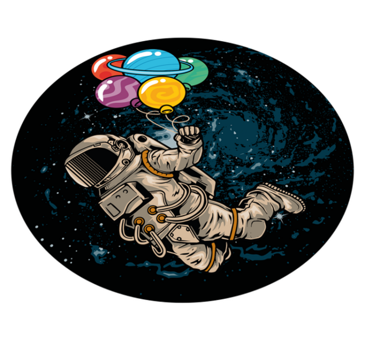 Astronaut with balloons kids rug - TenStickers