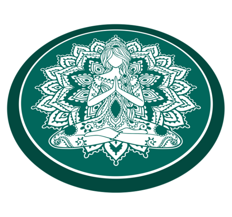 Meditative green art mandala rug - TenStickers
