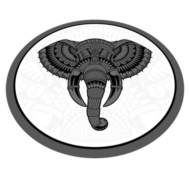 Elephant grey mandala animal mat - TenStickers