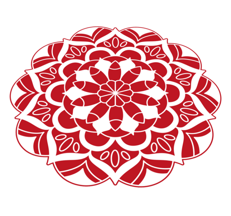 Red Floral Pattern mandala rug - TenStickers