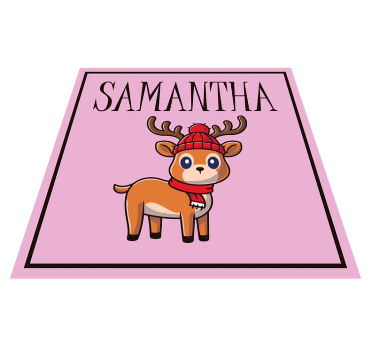 Baby Reindeer with name christmas rug - TenStickers