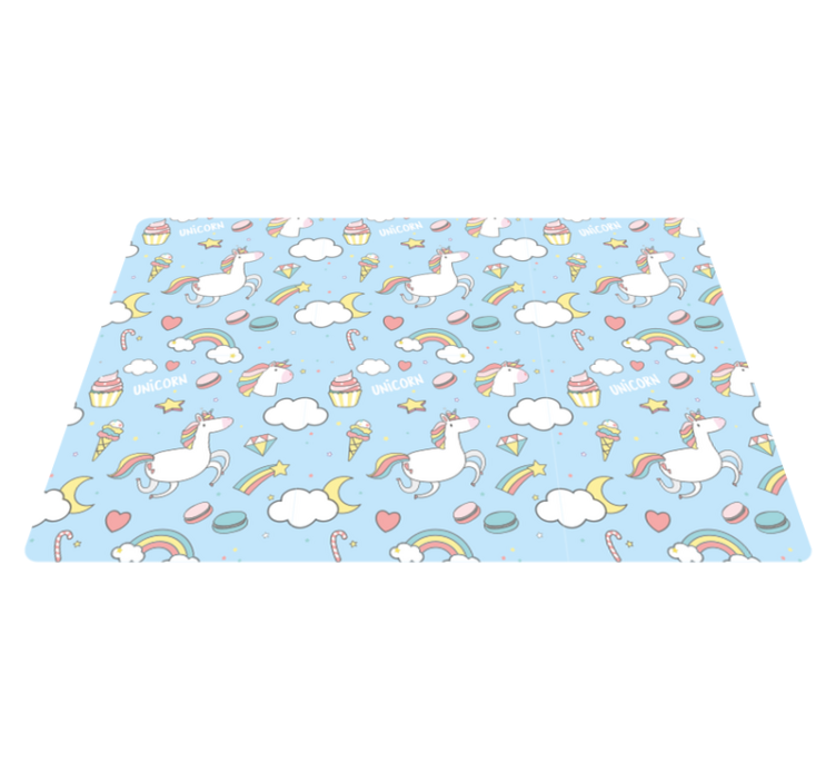 Blue unicorn fantasy kids carpet - TenStickers