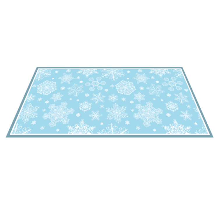 White snowflakes on blue Christmas vinyl rug - TenStickers