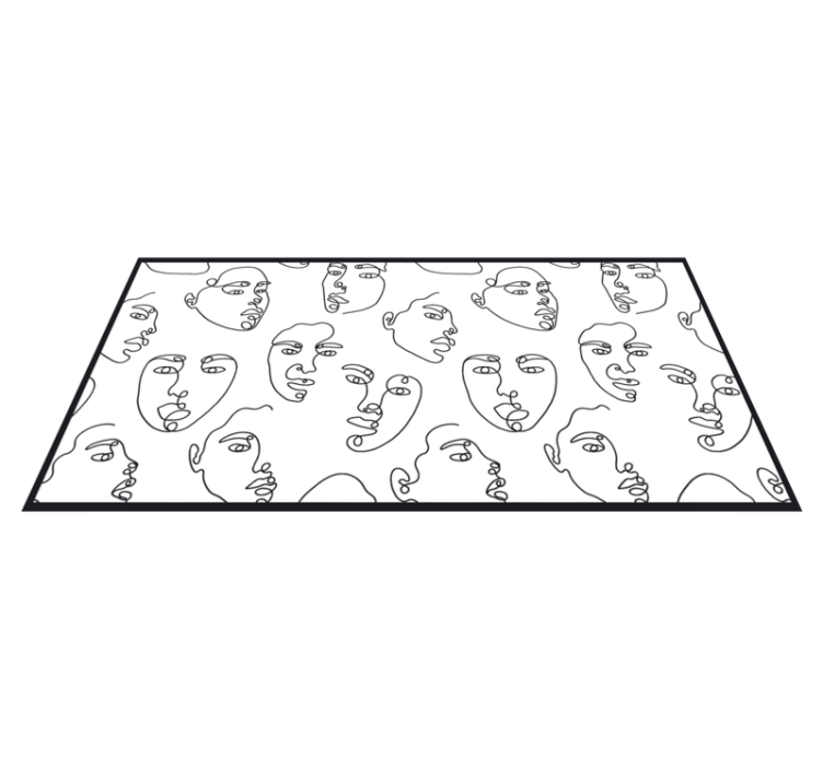 LINE ART FACES mosaic rug - TenStickers