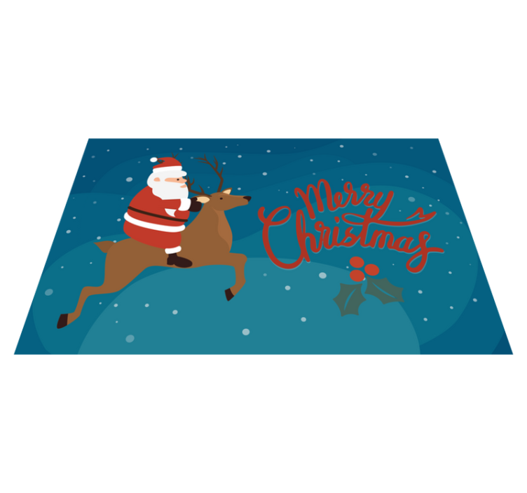 Santa Riding Reindeer christmas rug - TenStickers