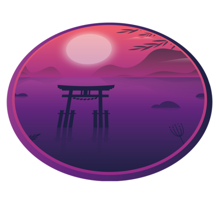 Serene Sunset Scene circular rug - TenStickers