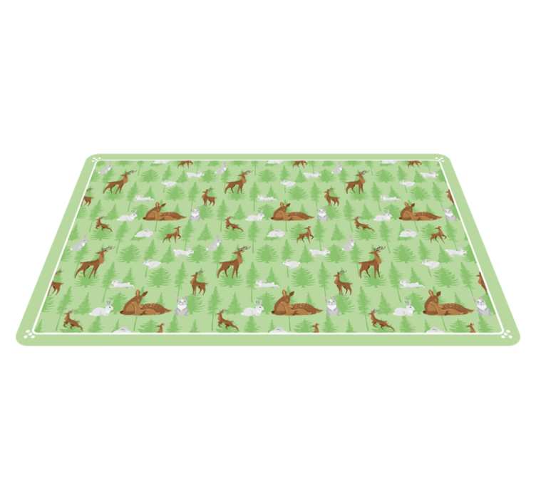 Green forest creatures animal mat - TenStickers