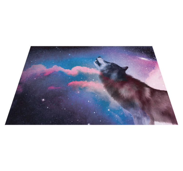 Cosmic wolf howl animal mat - TenStickers