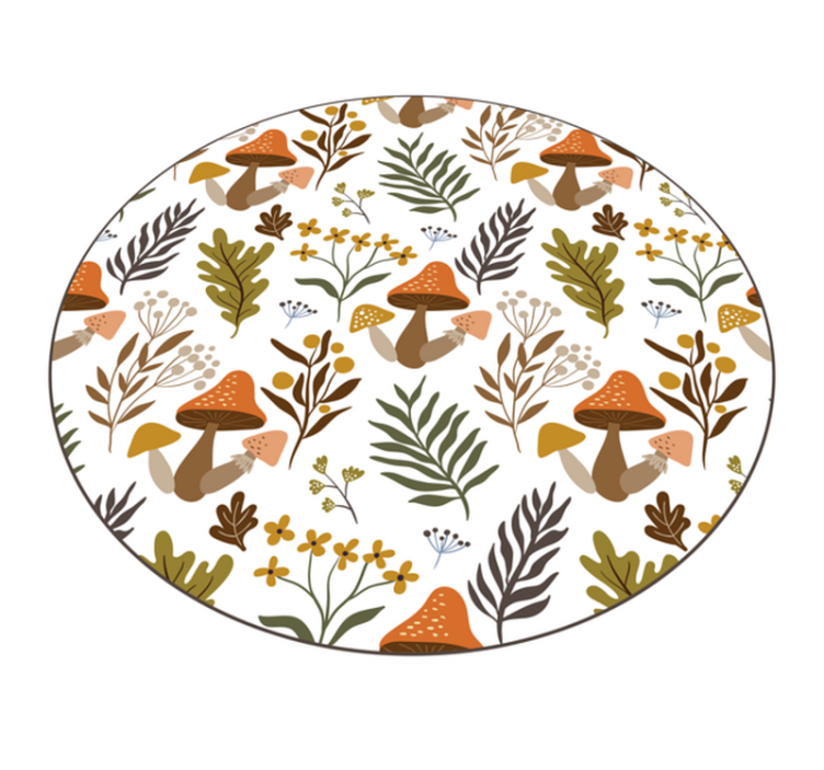 Delightful mushroom motif floral rug - TenStickers