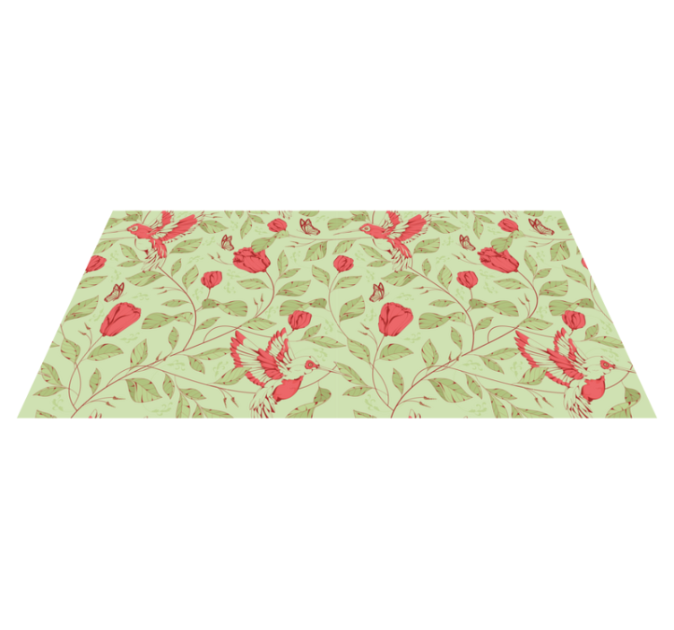 Hummingbird Floral Pattern entrance hall rug - TenStickers