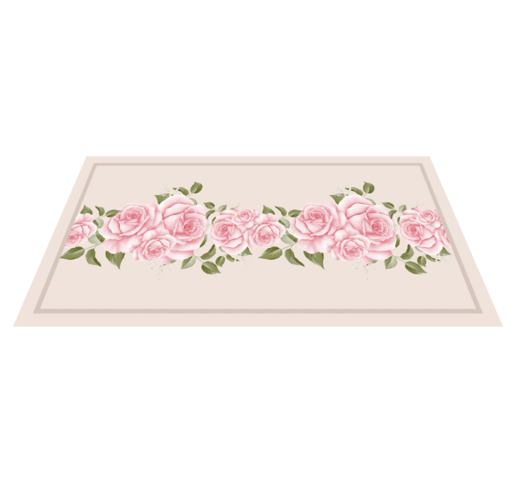 PINK ROSE BORDER floral rug - TenStickers