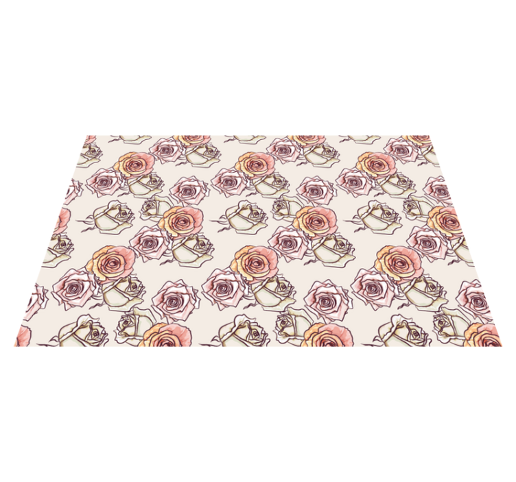 Botanical Rose Motif floral rug - TenStickers