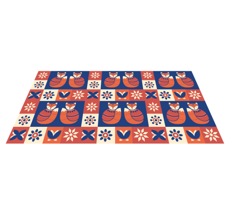 Colourful Fox Patterns kids rug - TenStickers