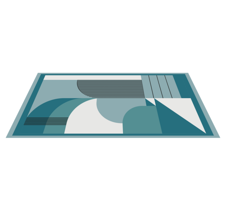Blue abstract geometric shapes modern rug - TenStickers
