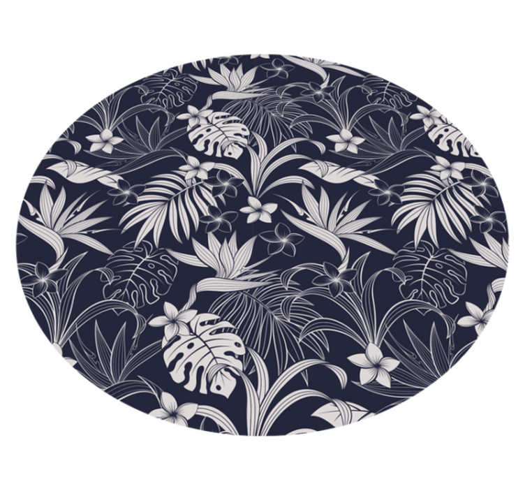 Gray tropical Hamptons pattern floral rug - TenStickers