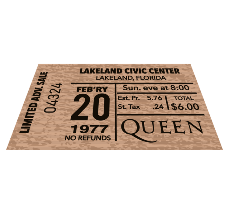 Concert Ticket Replica quote rug - TenStickers