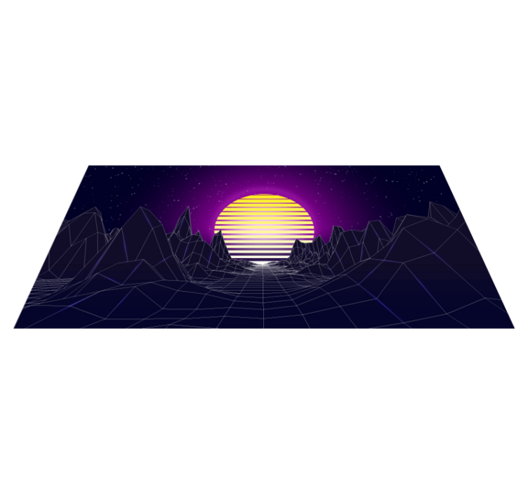 Retro Futuristic Landscape modern rug - TenStickers