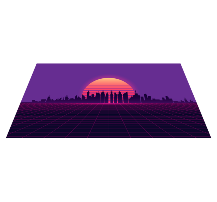 Retro Sunset Grid modern rug - TenStickers