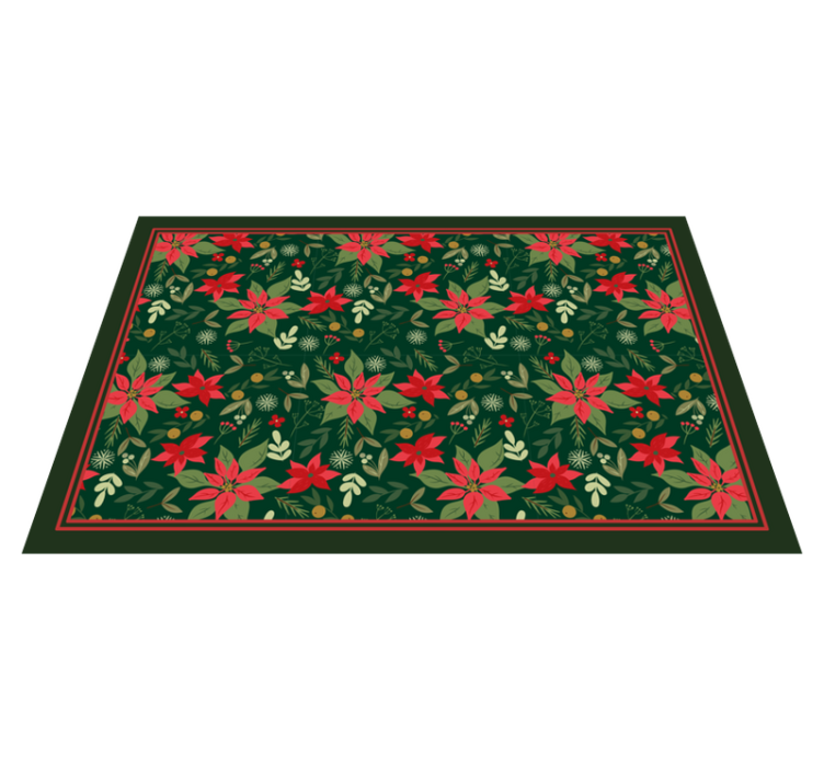 Festive Poinsettia Pattern christmas rug - TenStickers