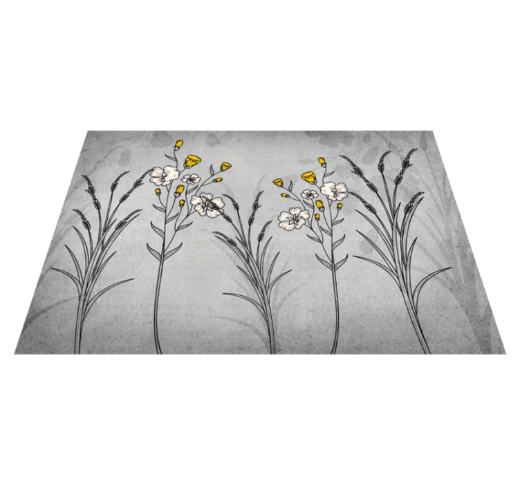 Floral Sketch Detail flower rug - TenStickers