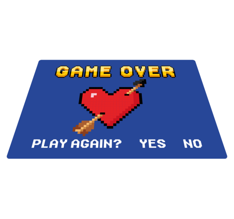 Pixelated Heart Game Over quote rug - TenStickers