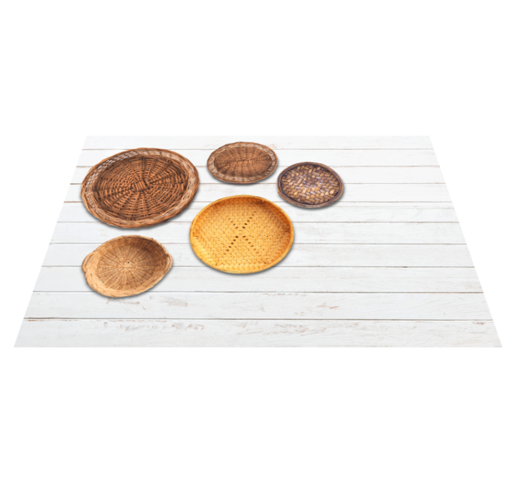 Wicker Baskets Wooden Texture grey rug - TenStickers