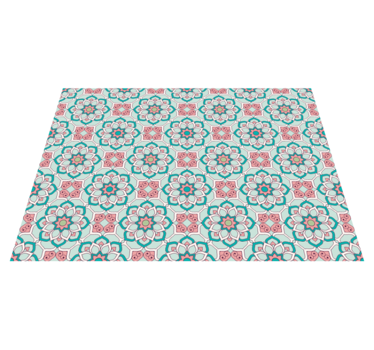 Tile Effect Pattern Overlay floral rug - TenStickers