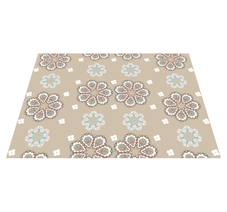 Mosaic Floral Elegant Pattern beige rug - TenStickers